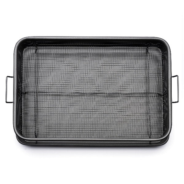Eazy Mealz XL Air Fry Crisper Basket & Tray Set, 12.5 x 17.5 Gray